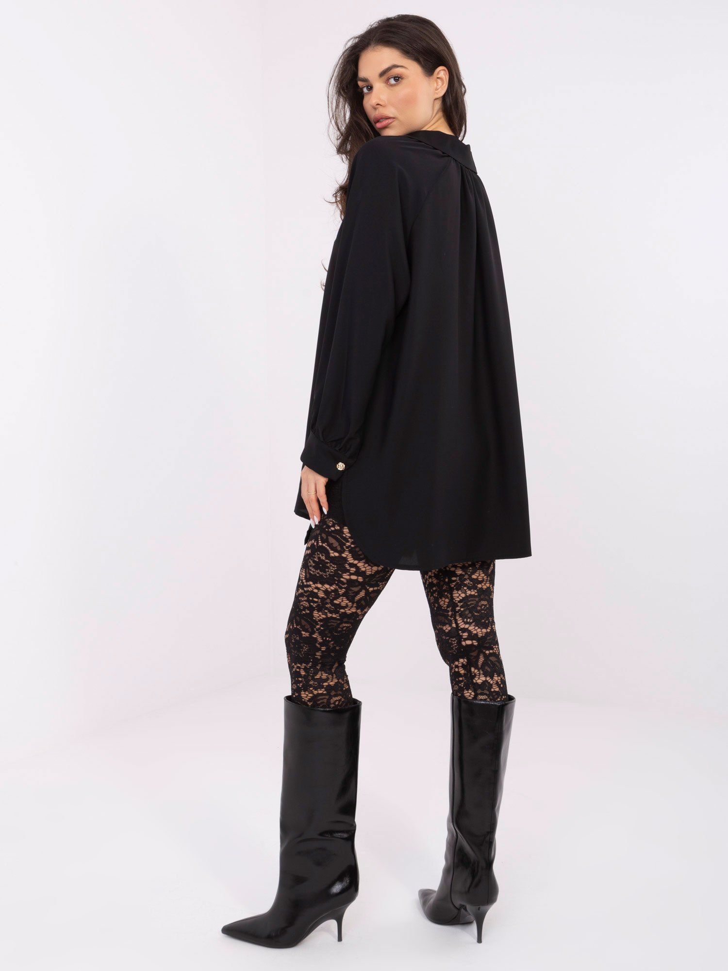 Ilgi marškiniai su skeltukais šonuose "MAREA" juoda - Image 3