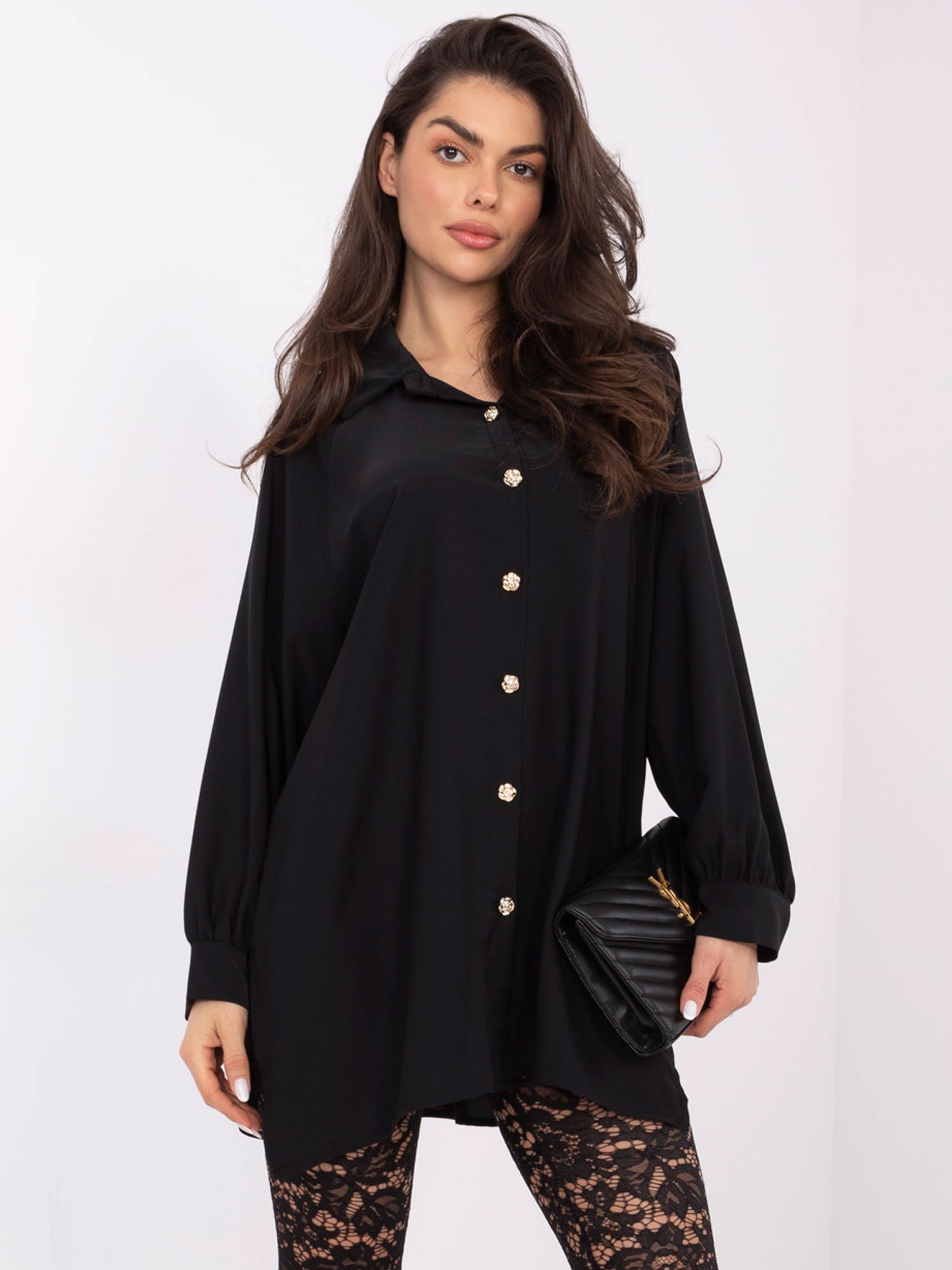 Ilgi marškiniai su skeltukais šonuose "MAREA" juoda - Image 4