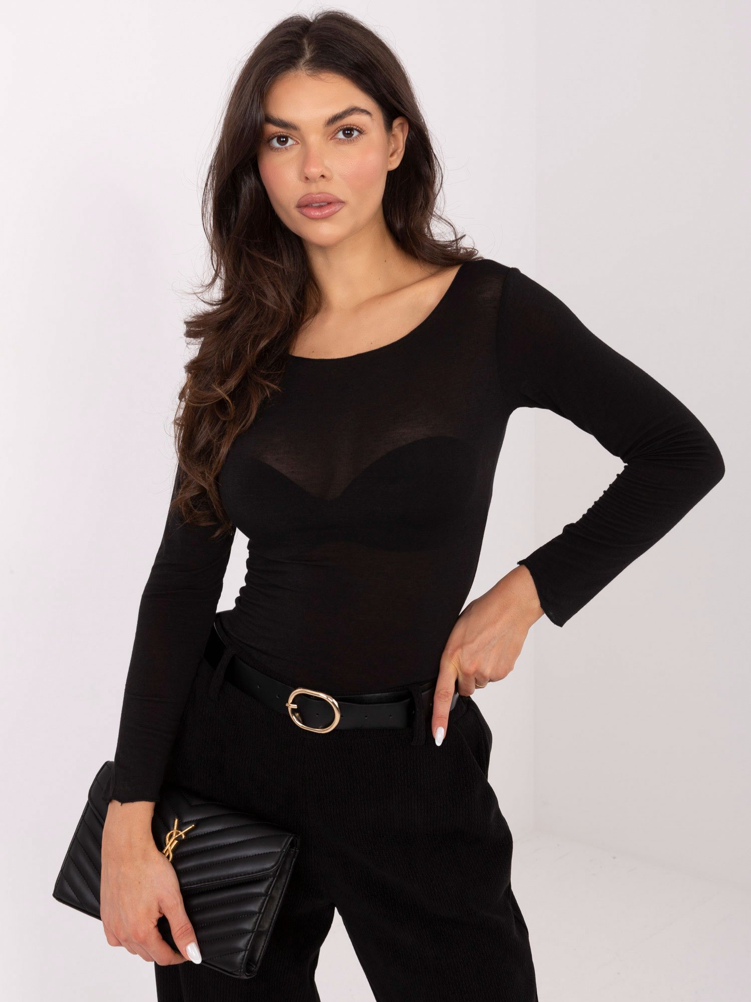 Prigludusi palaidinė su kašmyru „SELINA” juoda - Image 3