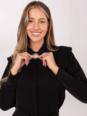 Alternative view of Klasikiniai marškiniai su dekoratyvine sage „LORI” juoda