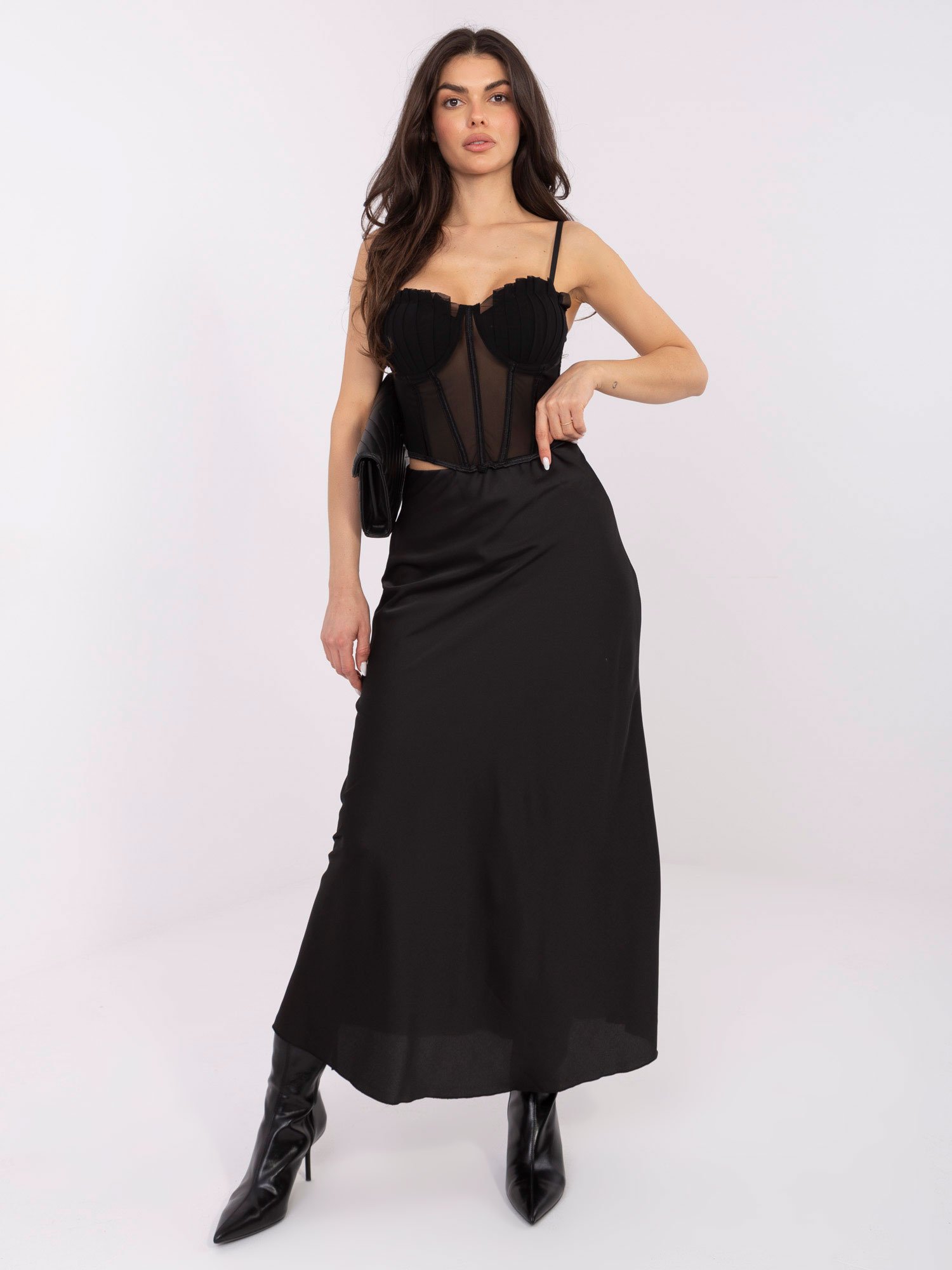 Klasikinis ilgas, lengvai krintantis sijonas "DORIS" juoda