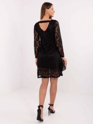 Alternative view of Elegantiška nėriniuota suknelė su gilia iškirpte nugaroje "MARRY" juoda