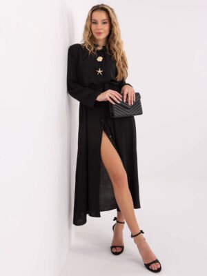 Klasikinė marškinių tipo suknelė su dekoratyvinėmis detalėmis "CORNY" juoda