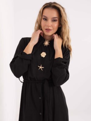 Alternative view of Klasikinė marškinių tipo suknelė su dekoratyvinėmis detalėmis "CORNY" juoda