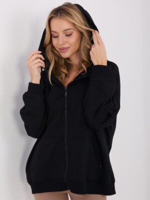 Užsegamas laisvalaikio džemperis su gobtuvu "JOELLE" juoda