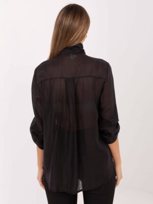 Alternative view of Iš dalies permatomi marškiniai su kaspinu "ROUGE" juoda