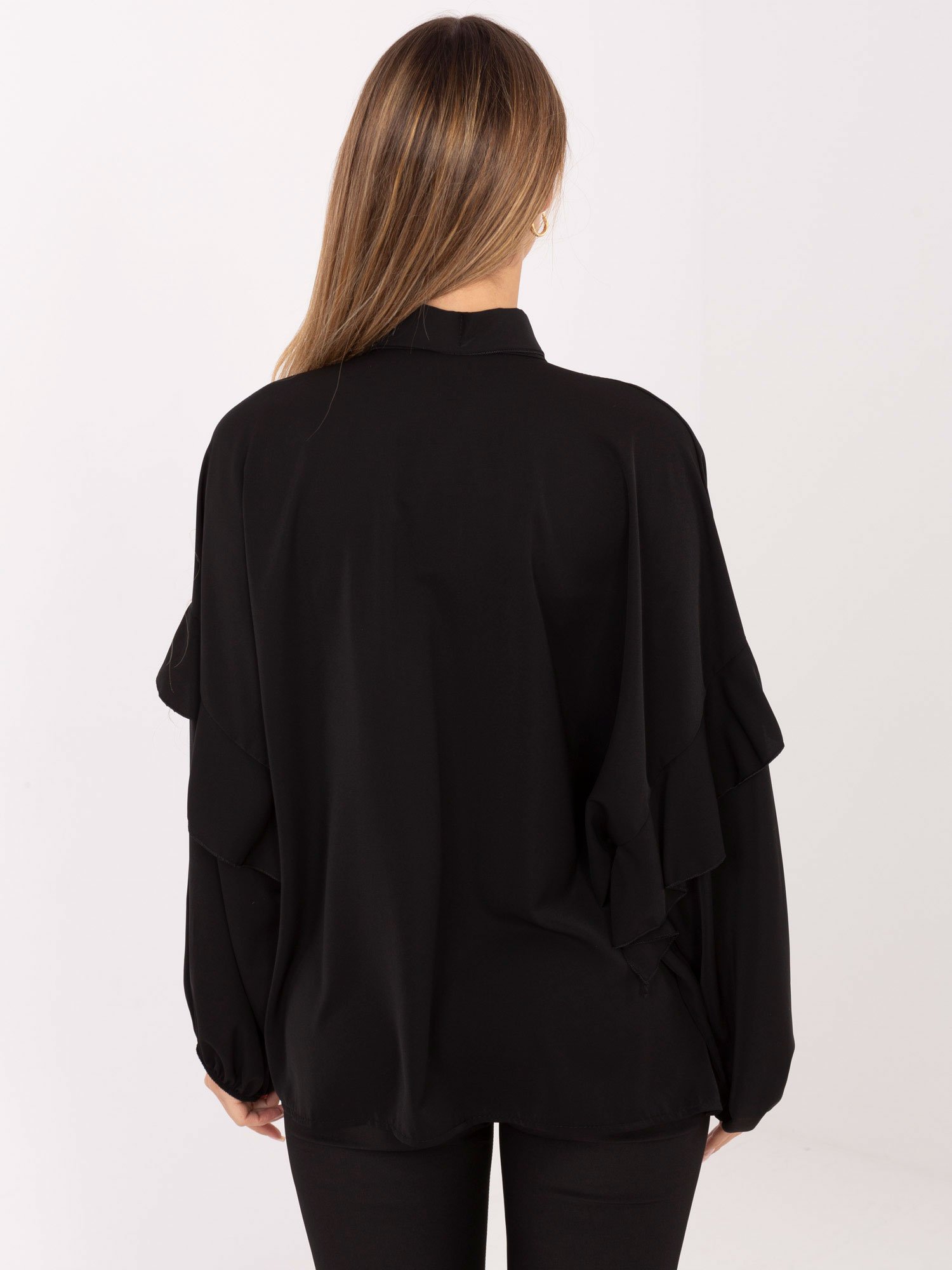 Marškiniai su kaspinu ir pūstomis rankovėmis "CHERYL" juoda - Image 4