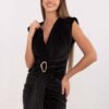 Ilga elegantiška puošni veliūrinė suknelė "NICA" juoda