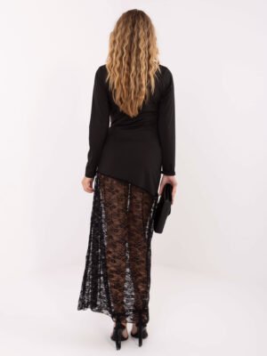 Alternative view of Puošni ilga suknelė su nėriniais "GABIJA" juoda