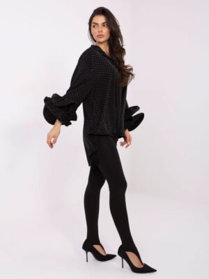 Alternative view of Taškuota palaidinė su išskirtiniu rankovių dizainu "PARKER" juoda