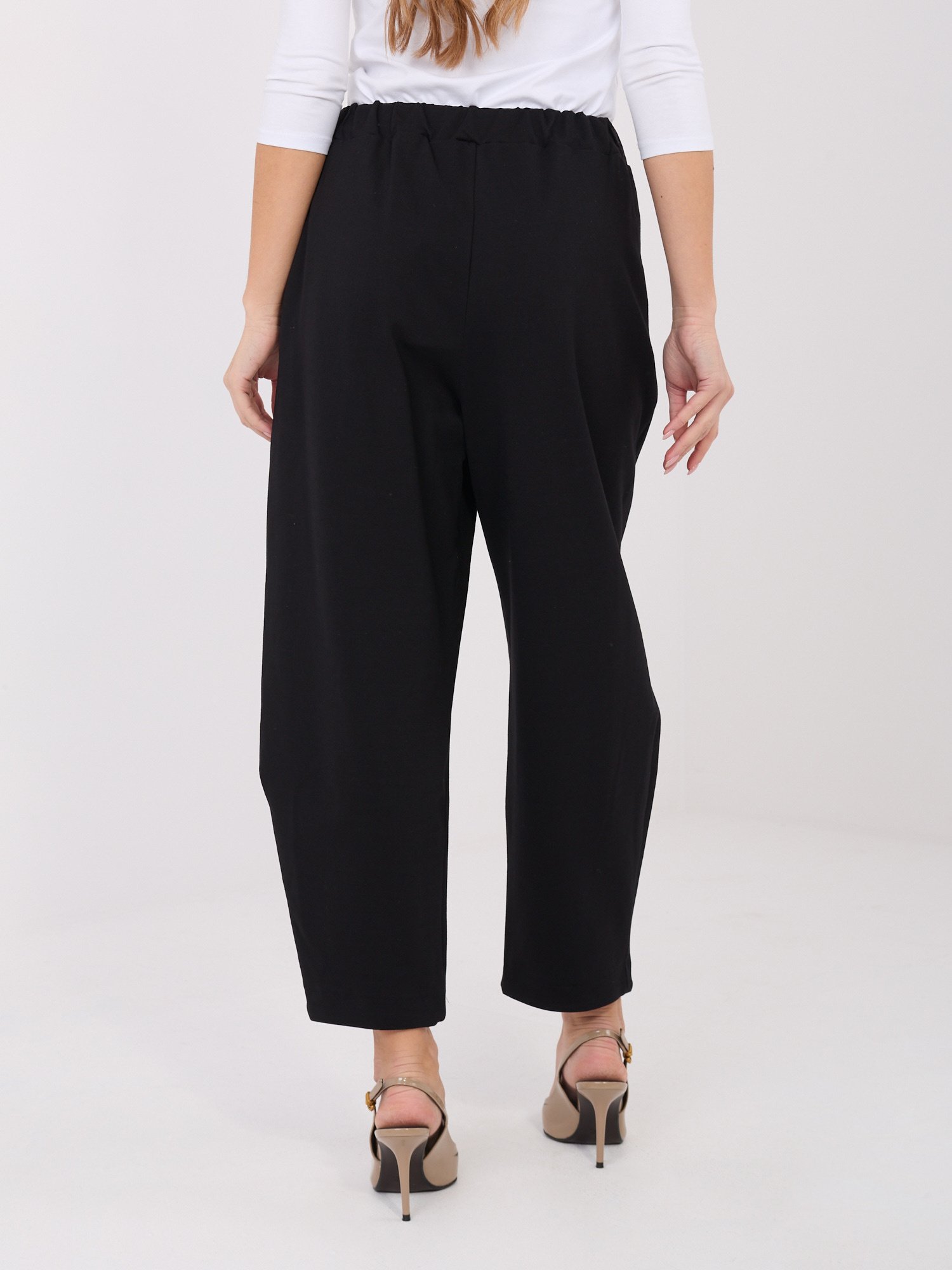 Aukšto liemens 7/8 ilgio laisvo kirpimo kelnės"ALEXA" juoda - Image 5