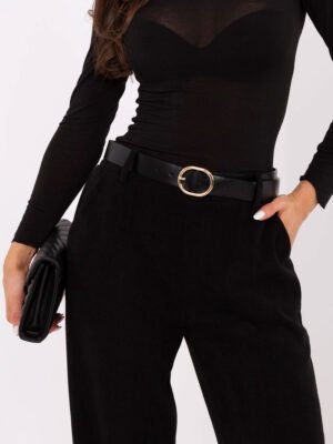 Alternative view of Stilingos velvetinės platėjančios kelnės su aukštu liemeniu "ELLI" juoda