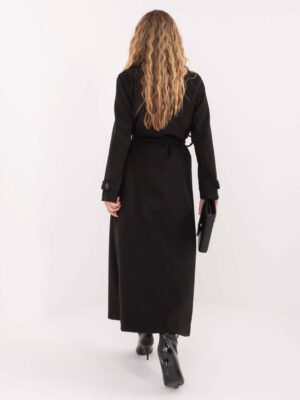 Alternative view of Klasikinis ilgas paltas su dvieiliu užsegimu "SELIA" juoda