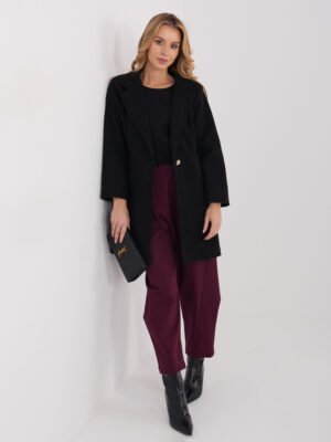 Alternative view of Klasikinio stiliaus trumpas paltas užsegamas dekoratyvine saga "VALERY" juoda