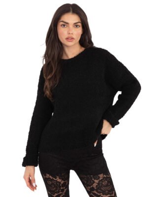 Alternative view of Jaukus, šiltas megztinis su alpakos ir vilnos pluoštu "Greta" juoda