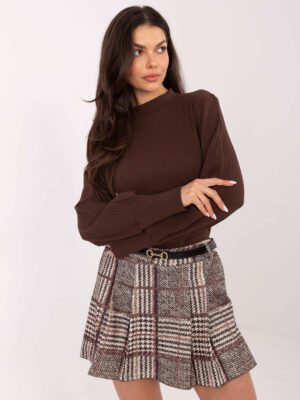 Tampraus audinio palaidinė aukštesniu kaklu "JILL" ruda