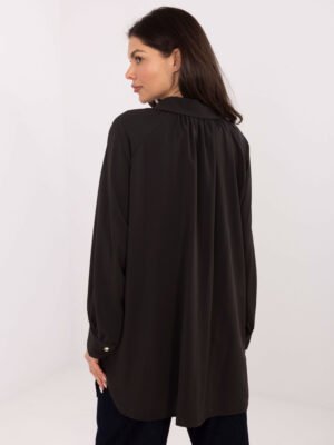 Alternative view of Ilgi marškiniai su skeltukais šonuose "MAREA" tamsi ruda