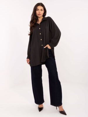 Ilgi marškiniai su skeltukais šonuose "MAREA" tamsi ruda