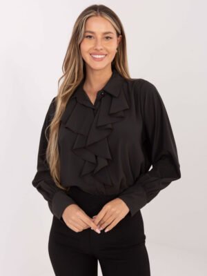 Marškiniai su puošniais raukiniais "DENISE" tamsi ruda