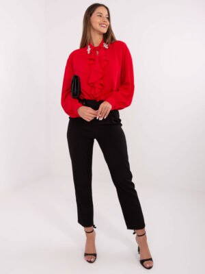 Alternative view of Klasikinė palaidinė su puošnia apykakle "Laura" raudona