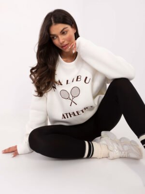 Džemperis su užrašu "MALIBU" pieno balta