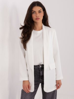 Alternative view of Elegantiškas tiesaus kirpimo švarkas be užsegimo "MARIAM" pieno balta