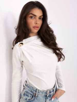 Alternative view of Bodis su drapiruota pečių linija ir dekoratyvine sage "BOCA" pieno balta