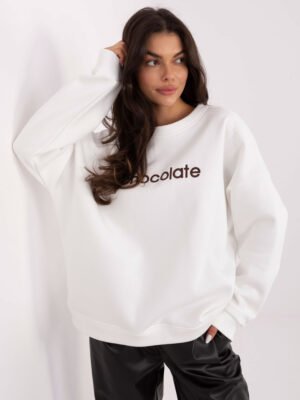 Džemperis su užrašu "CHOCOLATE" pieno balta