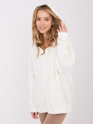 Užsegamas laisvalaikio džemperis su gobtuvu "JOELLE" pieno balta