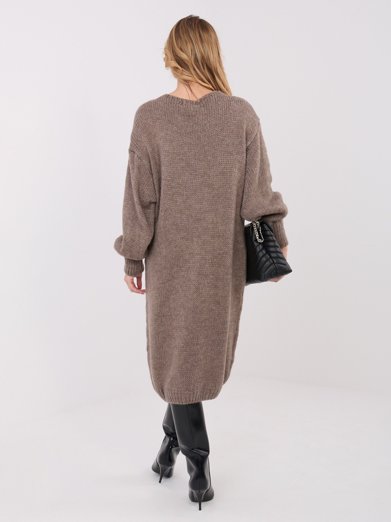 Ilga megzta suknelė su mohera "BRIANA" tamsi smėlio - Image 4