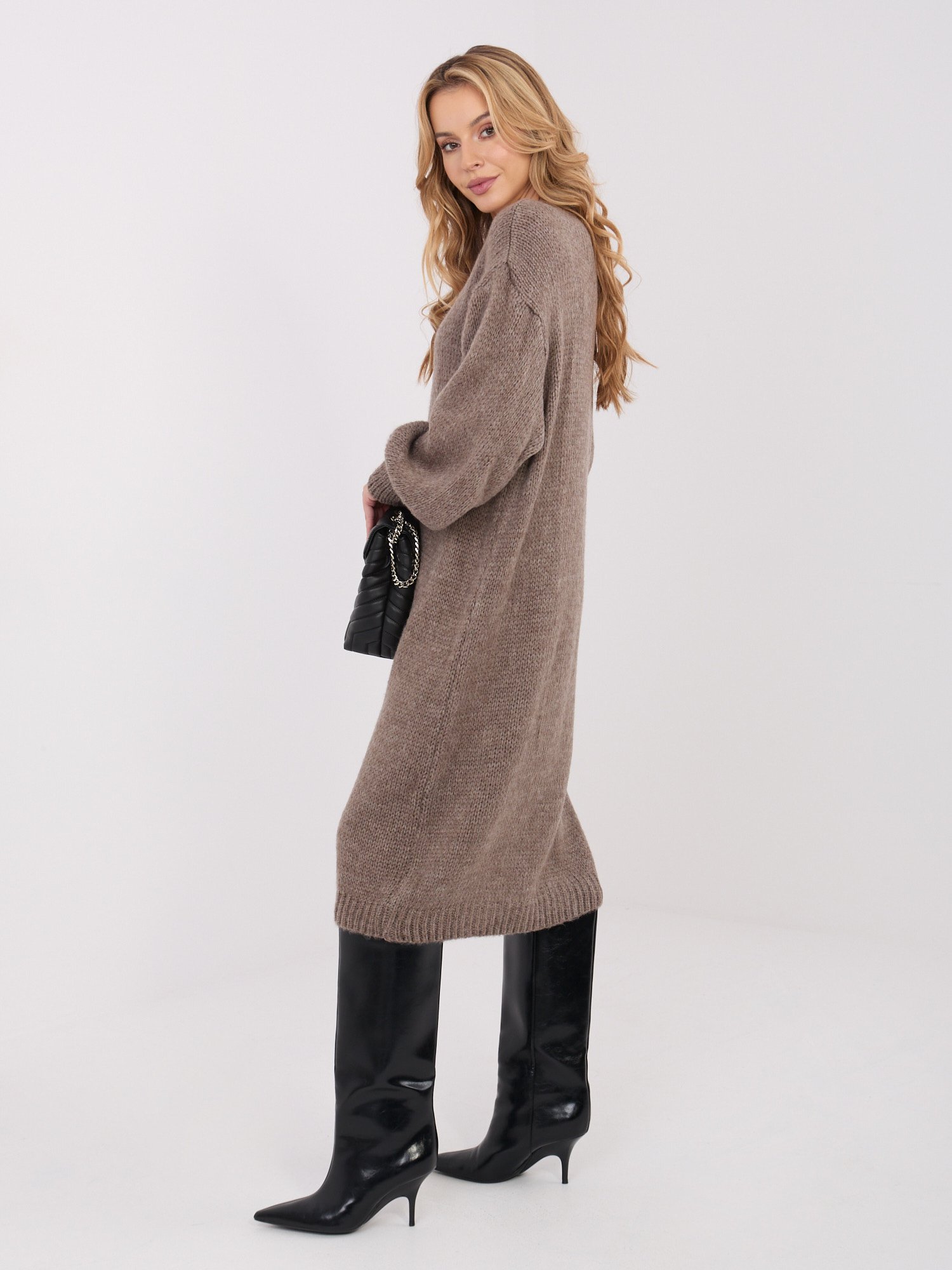 Ilga megzta suknelė su mohera "BRIANA" tamsi smėlio - Image 3