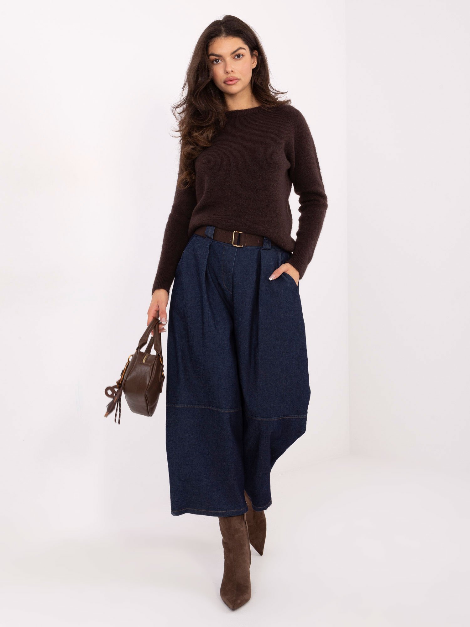 Platūs dzinsai 7/8 "KIMMI" tamsiai mėlyni - Image 3