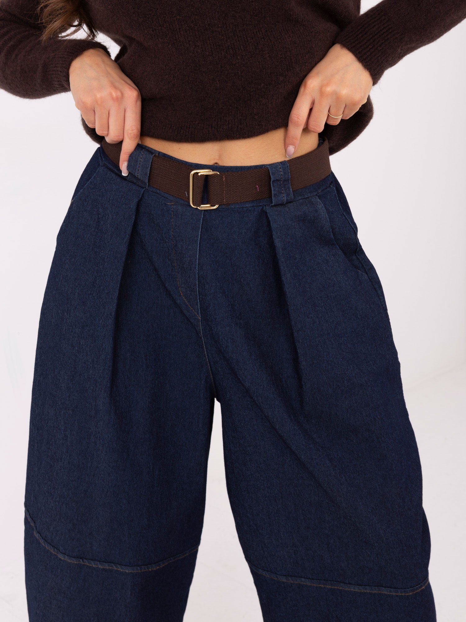 Platūs dzinsai 7/8 "KIMMI" tamsiai mėlyni - Image 4