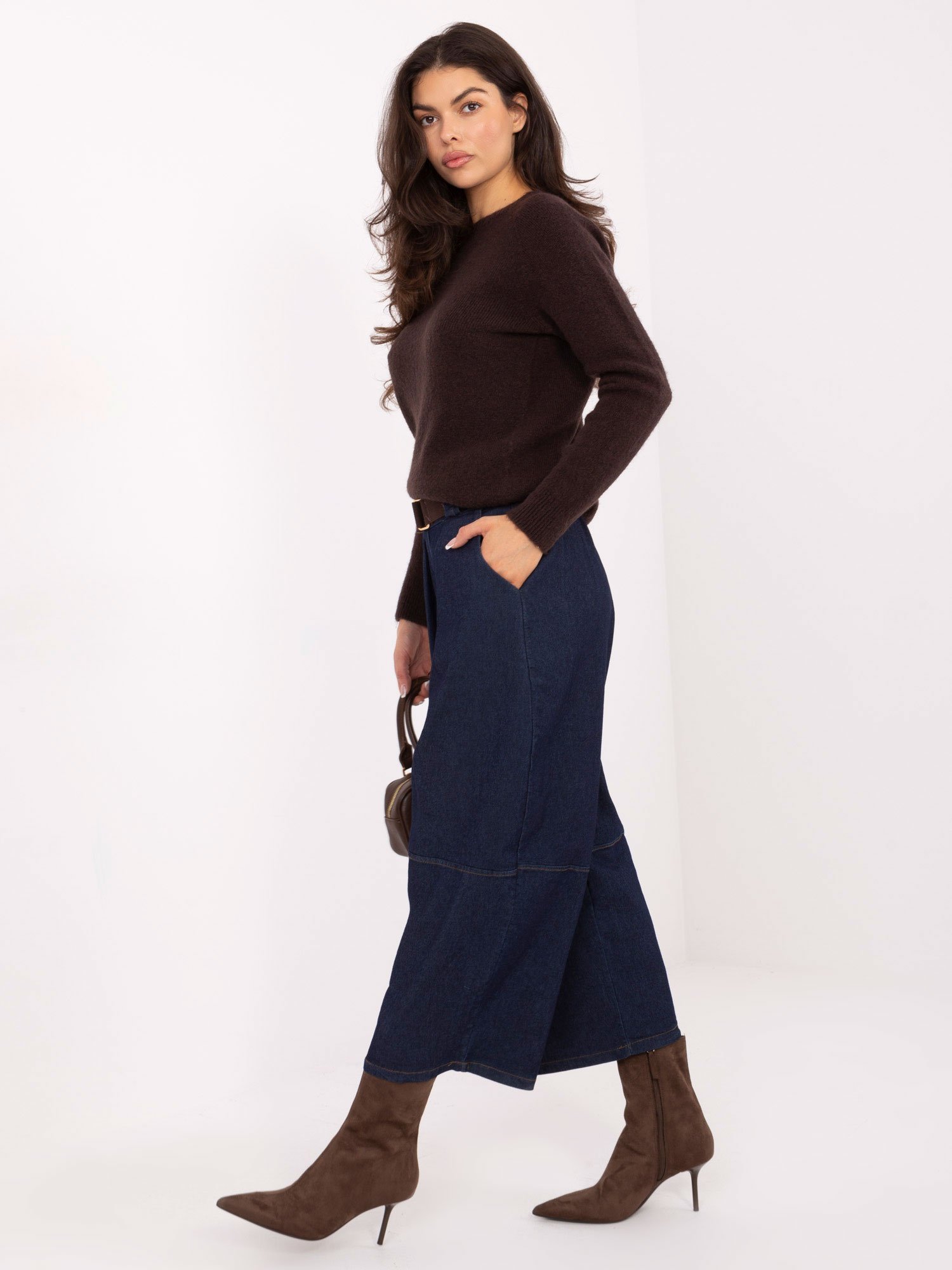 Platūs dzinsai 7/8 "KIMMI" tamsiai mėlyni - Image 5