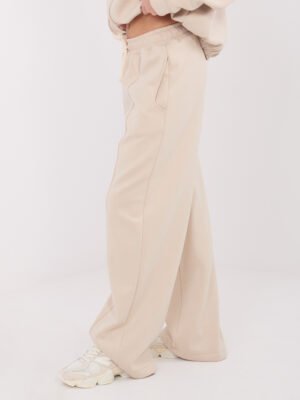 Alternative view of Plačios sportinio stiliaus laisvalaikio kelnės su siūlėmis "KERI" šviesi smėlio