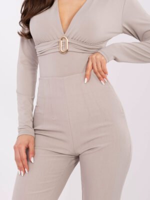 Alternative view of Klasikinio modelio kelnės aukštu liemeniu "MARTINA" šviesi smėlio