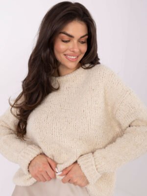 Alternative view of Jaukus, šiltas megztinis su alpakos ir vilnos pluoštu "Greta" šviesi smėlio