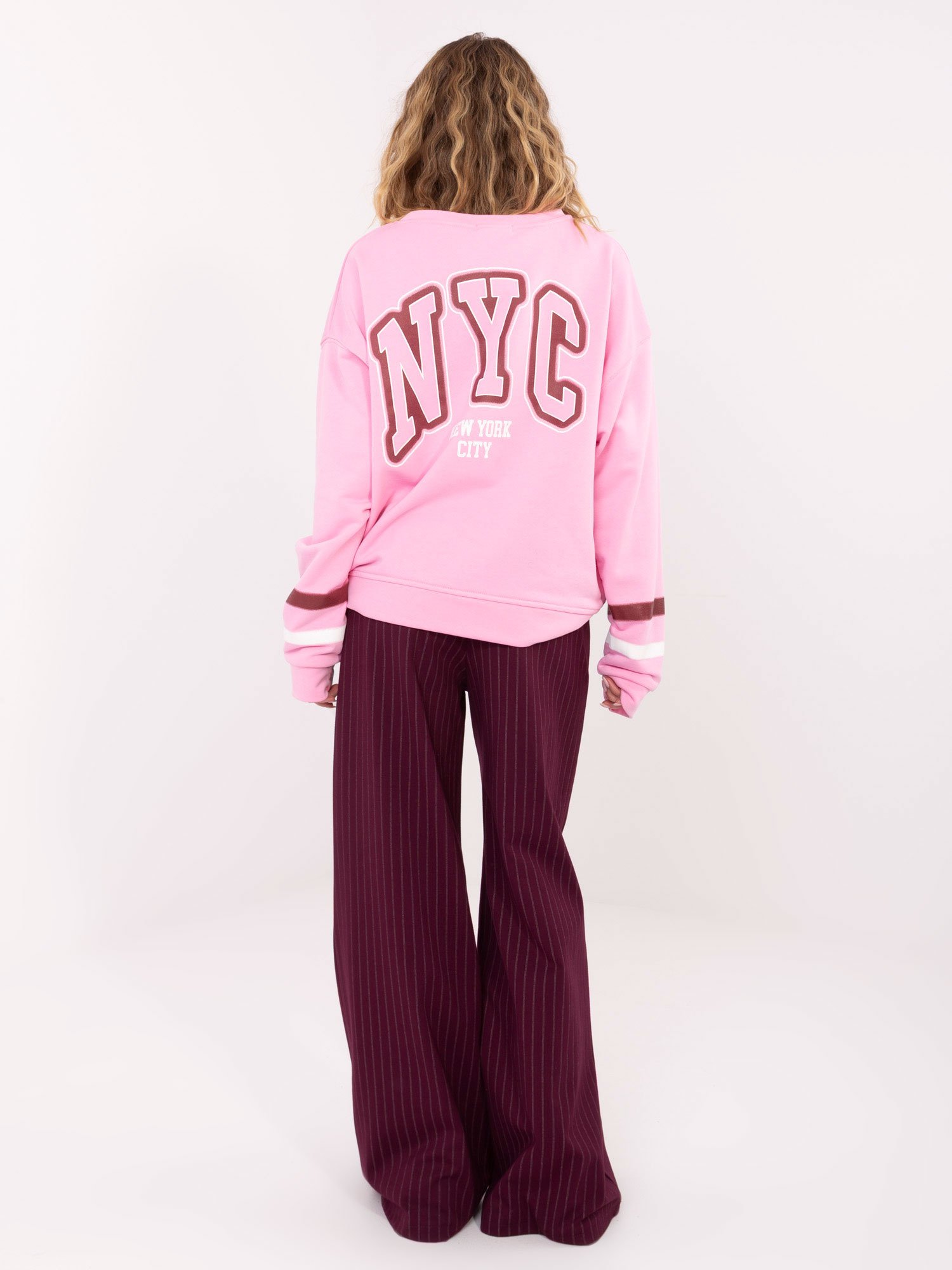 Džemperis su užrašu "NYC" šviesiai rožinė - Image 3