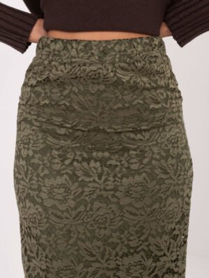 Alternative view of Nėriniuotas pieštuko formos sijonas "HANNA" khaki