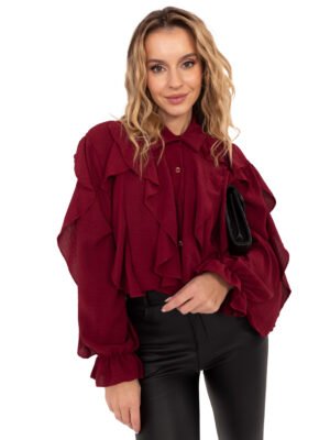 Alternative view of Puošnūs klasikinio modelio marškiniai "DZEINE" bordo