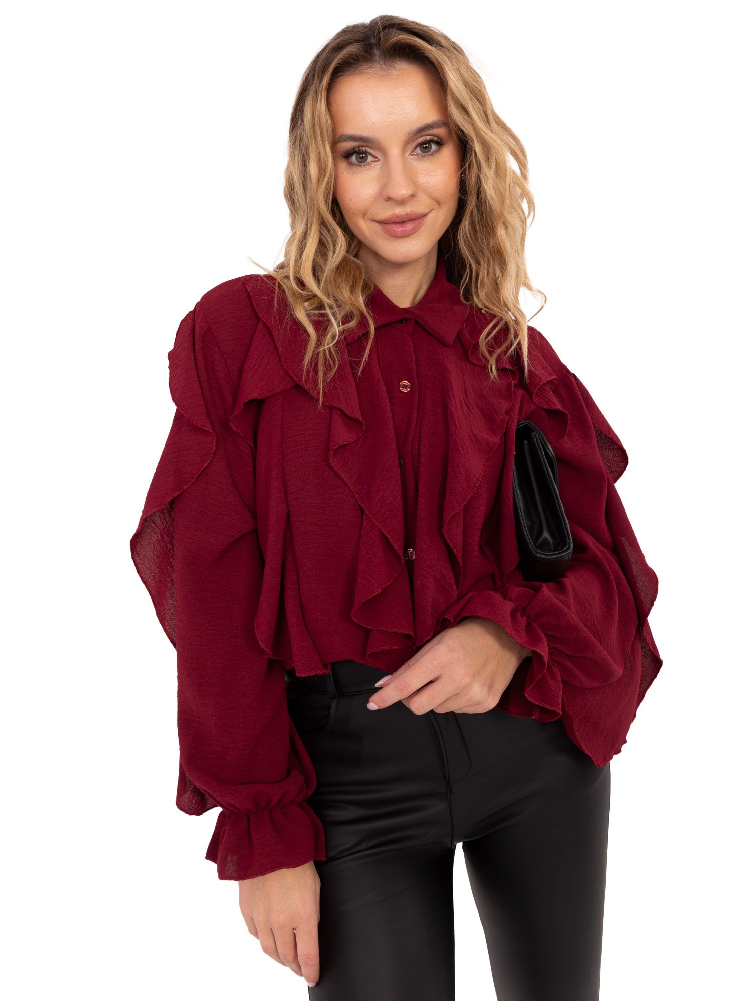 Puošnūs klasikinio modelio marškiniai "DZEINE" bordo - Image 2