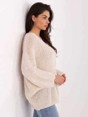 Alternative view of Minkštas Oversize tipo megztinis su su vilna "JULIA" šviesi smėlio