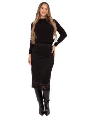 Nėriniuotas pieštuko formos sijonas "HANNA" juoda