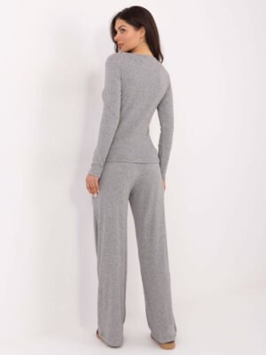 Alternative view of Stulpeliu megztos laisvai krintančios kelnės "JENNY" pilka