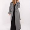 Klasikinis ilgas paltas su dvieiliu užsegimu "SELIA" pilka