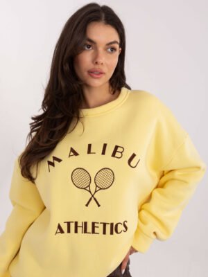 Džemperis su užrašu "MALIBU" geltona