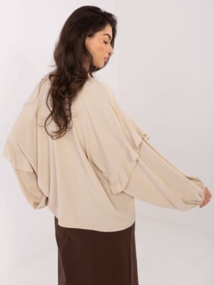 Alternative view of Marškiniai su kaspinu ir pūstomis rankovėmis "CHERYL" smėlio