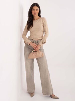 Casual stiliaus palaidinė su dekoratyvinėmis rožėmis rankogaliuose "ASJA" smėlio