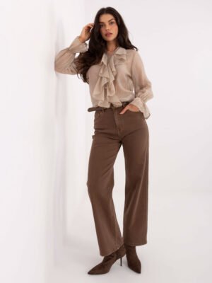 Alternative view of Lengvo audinio marškiniai dekoruoti raukiniais "SILLA" smėlio