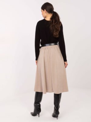 Alternative view of Minkšto audinio platėjantis midi sijonas su diržu "GIZELL" smėlio